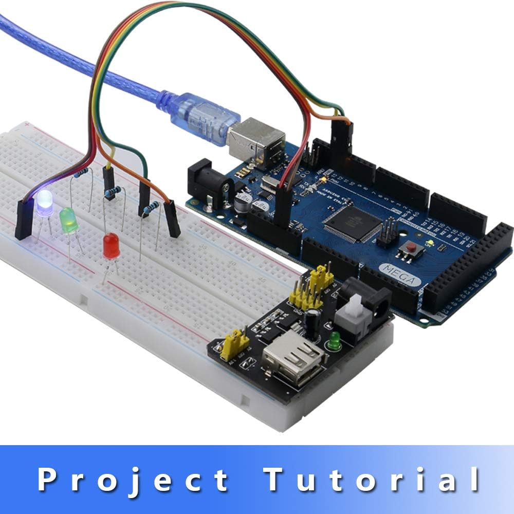 Complete Ultimate STEM Electronic Projects Starter Kit for Arduino with Mega2560, LCD1602, Servo, Stepper Motor, Sensors, Breadboard , Jumper Wire, Resistor, Capacitor, Transistor and Tutorial