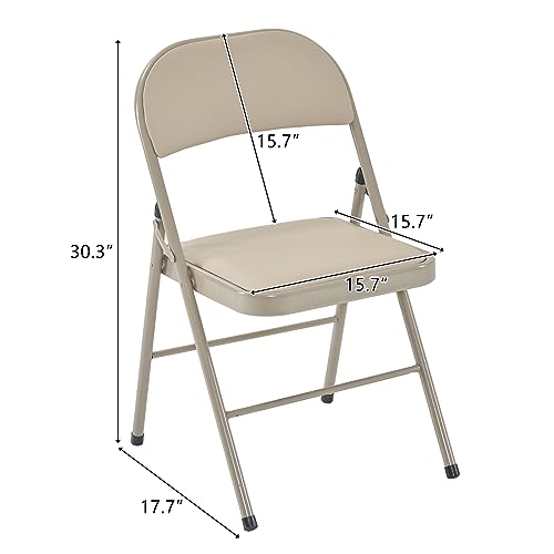 4 Pack White Folding Chairs with Padded Seats for Outdoor & Indoor, Portable Stackable Commercial Seat with Steel Frame for Events Office Wedding Party, 330lbs Capacity (White, 4 Pack)