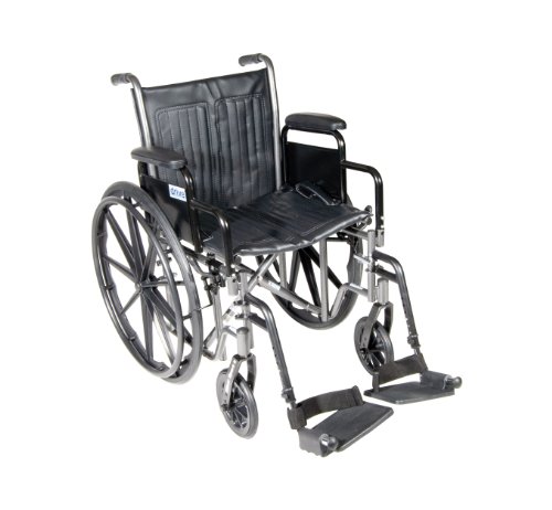 Drive Medical Silver Sport 2 Transport Wheelchair with Detachable Desk Arms and Elevating Leg Rests, Silver Vein