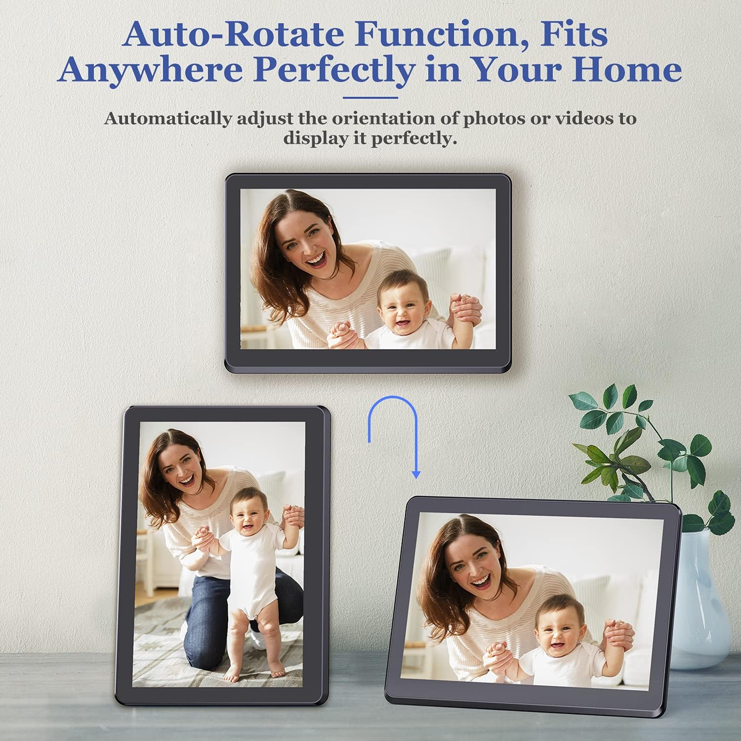 Digital Photo Frame with 8.1 Inch 1920x1080 FHD IPS Screen - Hauyince Digital Picture Frames with Remote Control, Slideshow, Picture Preview, Adjustable Brightness, Calendar, Using SD Card & USB Drive