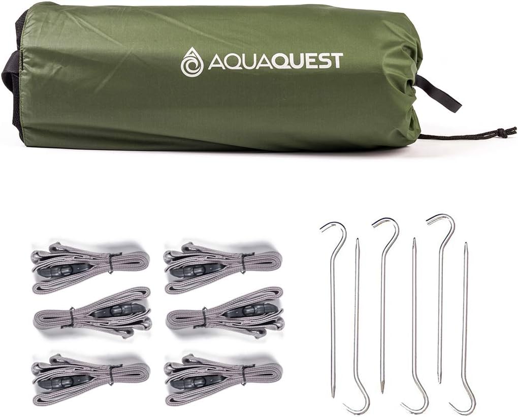 Aqua Quest Safari Tarp - 100% Waterproof Lightweight SilNylon Bushcraft Camping Shelter - 20x13 ft Olive Drab Pack of 2