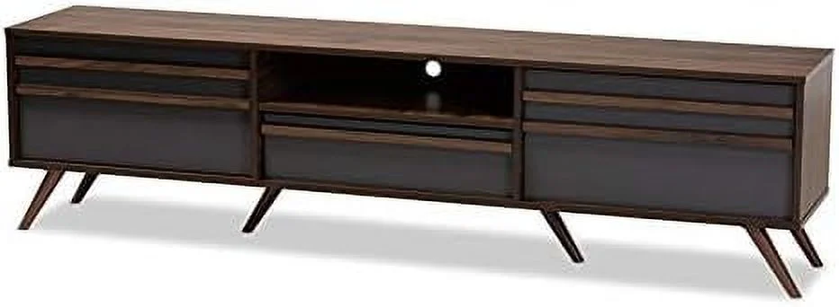 Wood 60" TV Stand Console Entertainment Center In Gray And Walnut