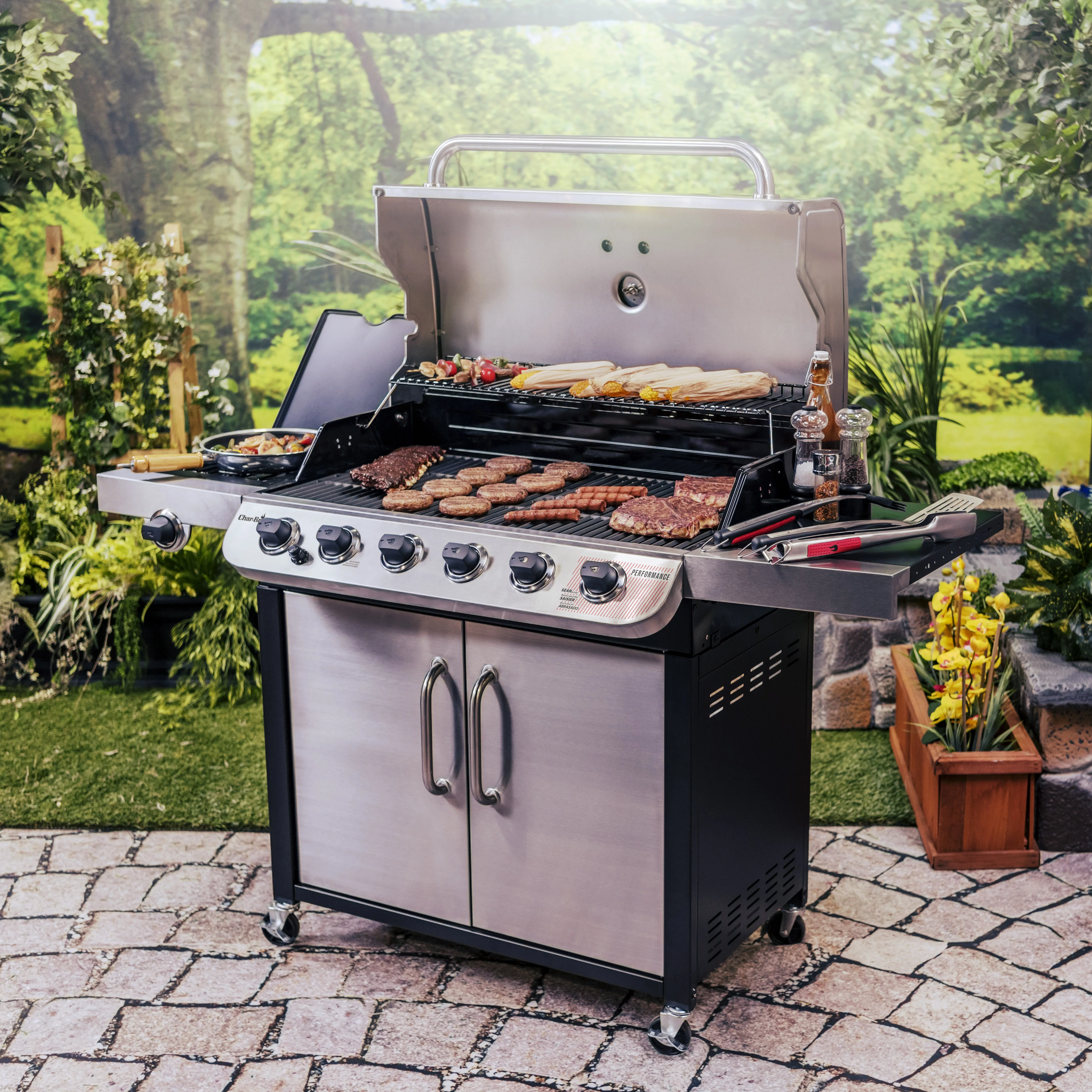 Char-Broil Performance Series 6-burner Liquid Propane Gas Grill with Side Burner, Black & Stainless