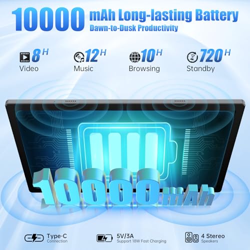 Tablet 14 Inch Android 13 Tablet, Large Tablet with 1200P IPS HD Big Screen, 8Core, 6GB+128GB, Wi-Fi 5, Max 256G TF Card Support, 10000mAh All-Day Battery Life, 5MP + 32MP Cameras-Space Gray