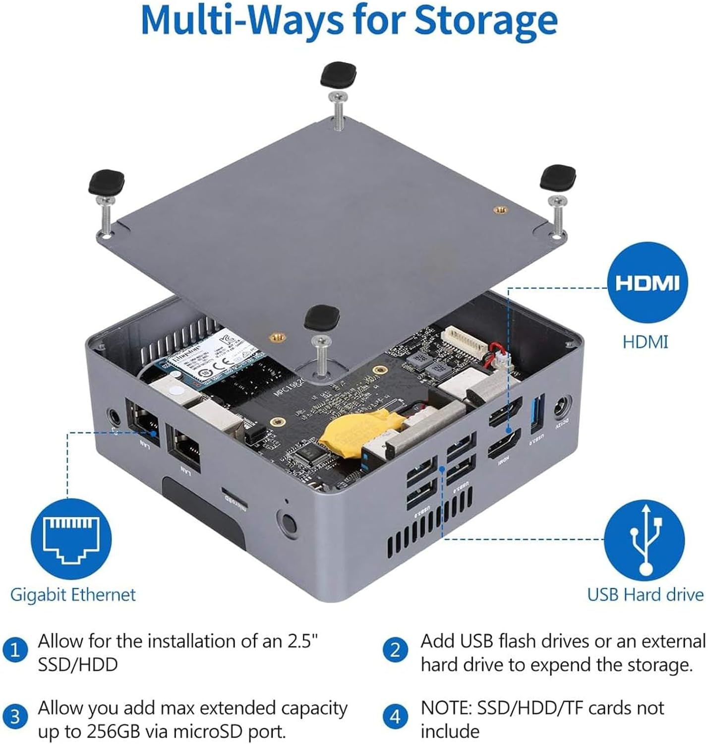 AWOW Mini PC Desktop Computer Intel Celeron N3450 Windows 10 6GB DDR4 128GB SSD/Burst Frequency 2.2 GHz/Dual LAN/ 2.4G+5G Dual Band WiFi/4K /Bluetooth/HDMI/5 USB3.0 Ports Micro PC