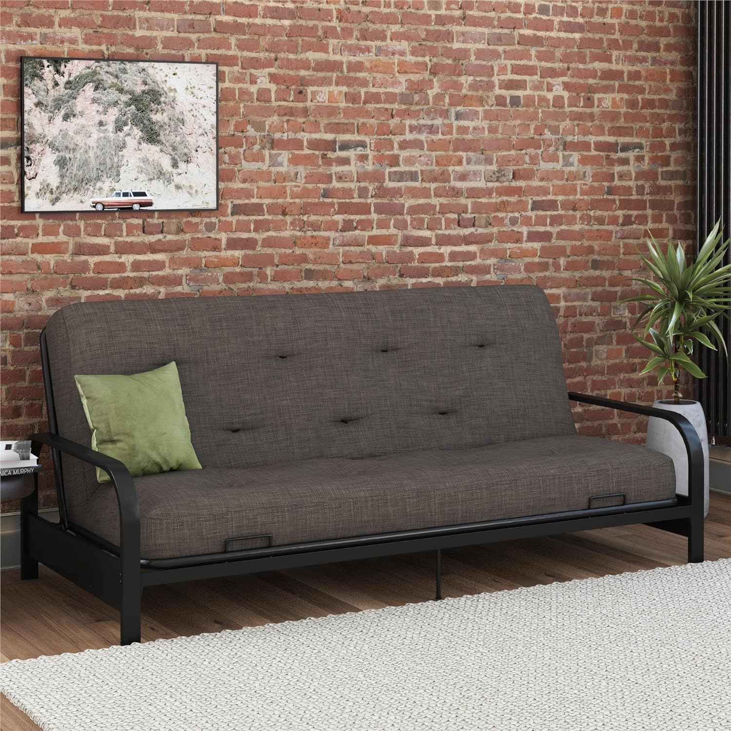 Cozey 8-Inch Pocket Spring Coil Futon Mattress, Polyester Linen, Full, Taupe Gray