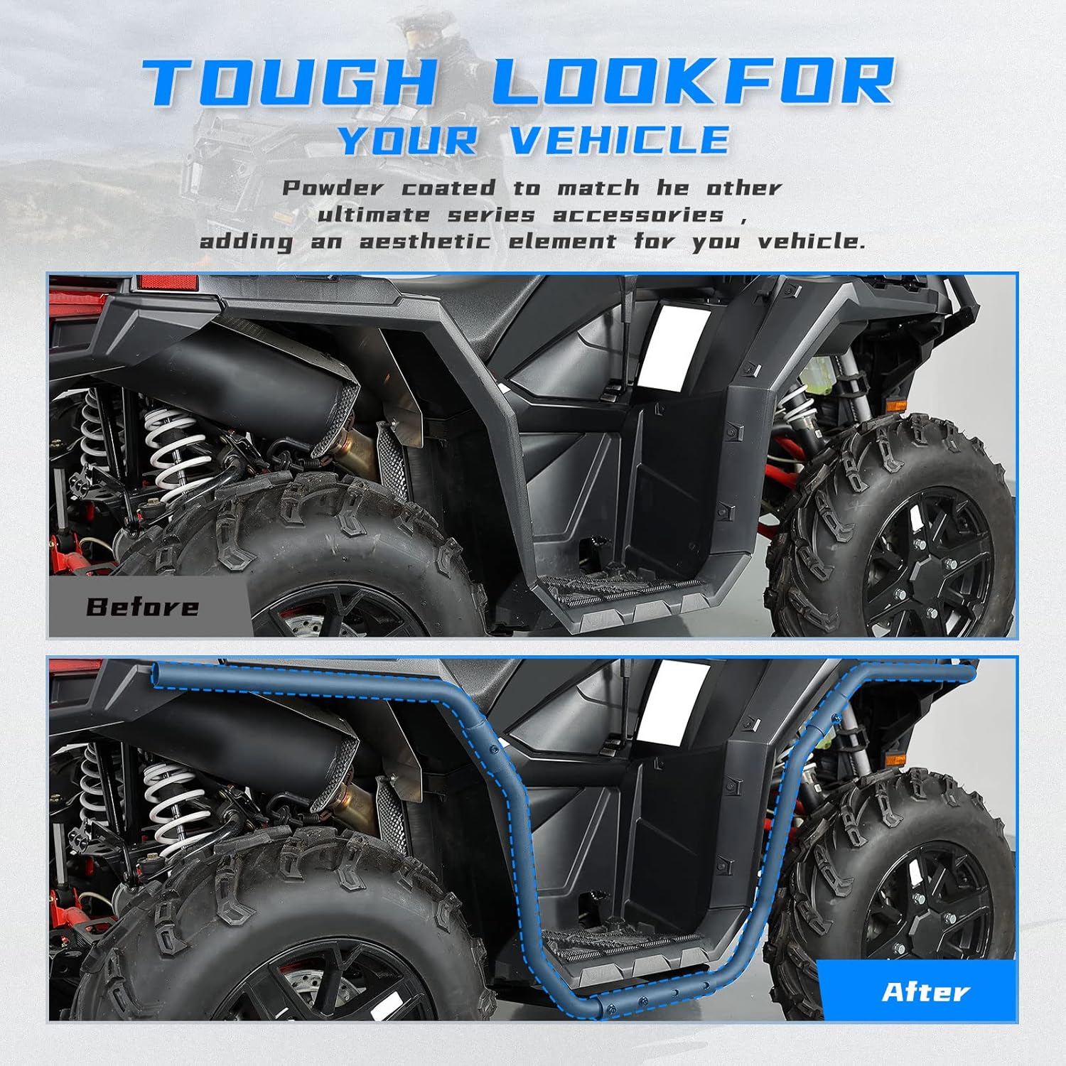 ATV Body Armor Compatible with Polaris Sportsman 850 1000 XP 2017-2022, kemimoto Side Bumper Protection Frame Ultimate Body Armor, Left & Right, Accessories Replacement 2882090