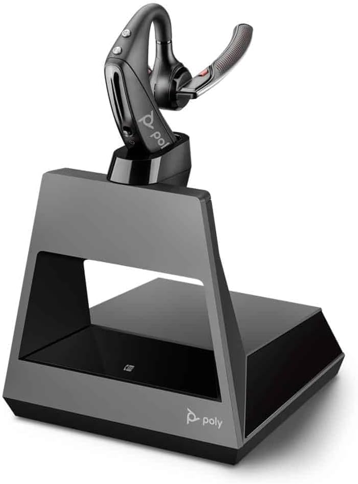 Plantronics by Poly Voyager 5200 UC Wireless Headset & Charging Case - Single-Ear Bluetooth Headset w/Noise-Canceling Mic - Connect Mobile/Mac/PC via Bluetooth - Works w/Teams, Zoom - (206110-102)