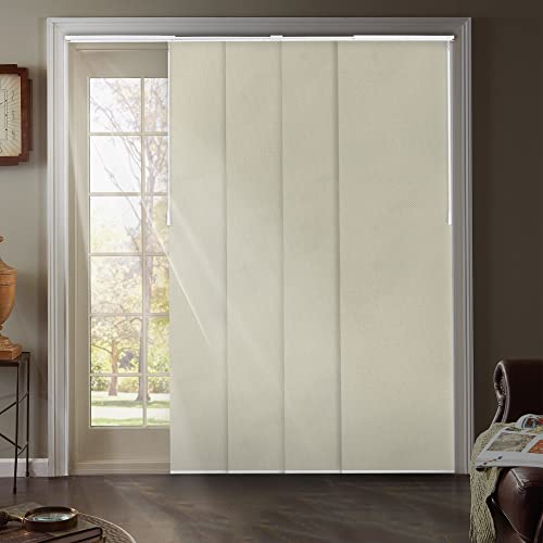 CHICOLOGY Blackout Room Darkening Fabric, Sliding Door Blinds , Room Divider ,Vertical Blinds for Patio Doors , Sliding Glass Door Blinds, , W:46-86 x H: Up to-96 inches, Mountain Snow (Thermal)
