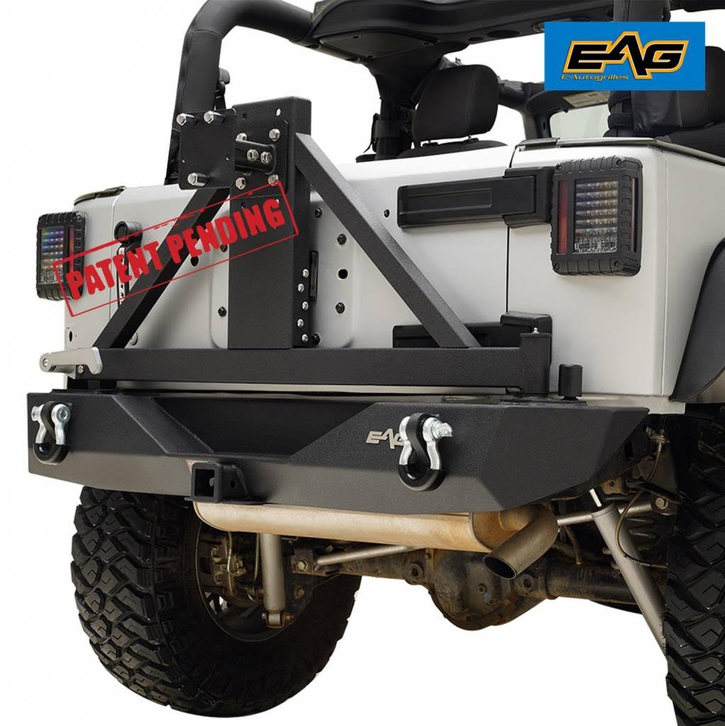 EAG Rear Bumper with Tire Carrier Fit for 07-18 Jeep Wrangler JK