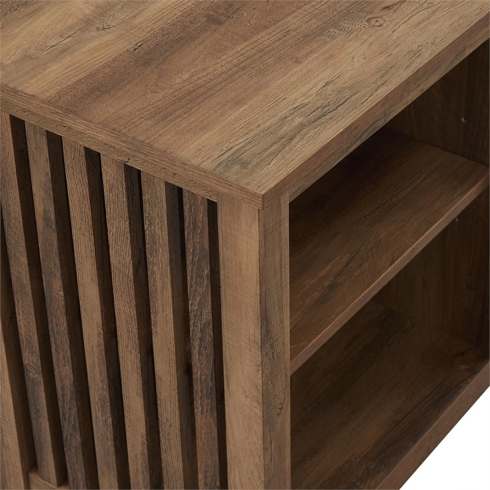 58" Mission Fireplace Wood Console - Rustic Oak