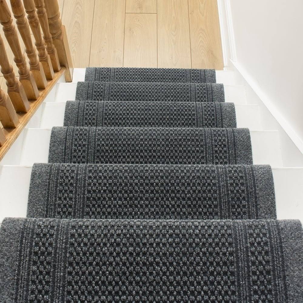 runrug USA Aztec Gray Stair Carpet Runner Length: 18 foot, WIDTHS: