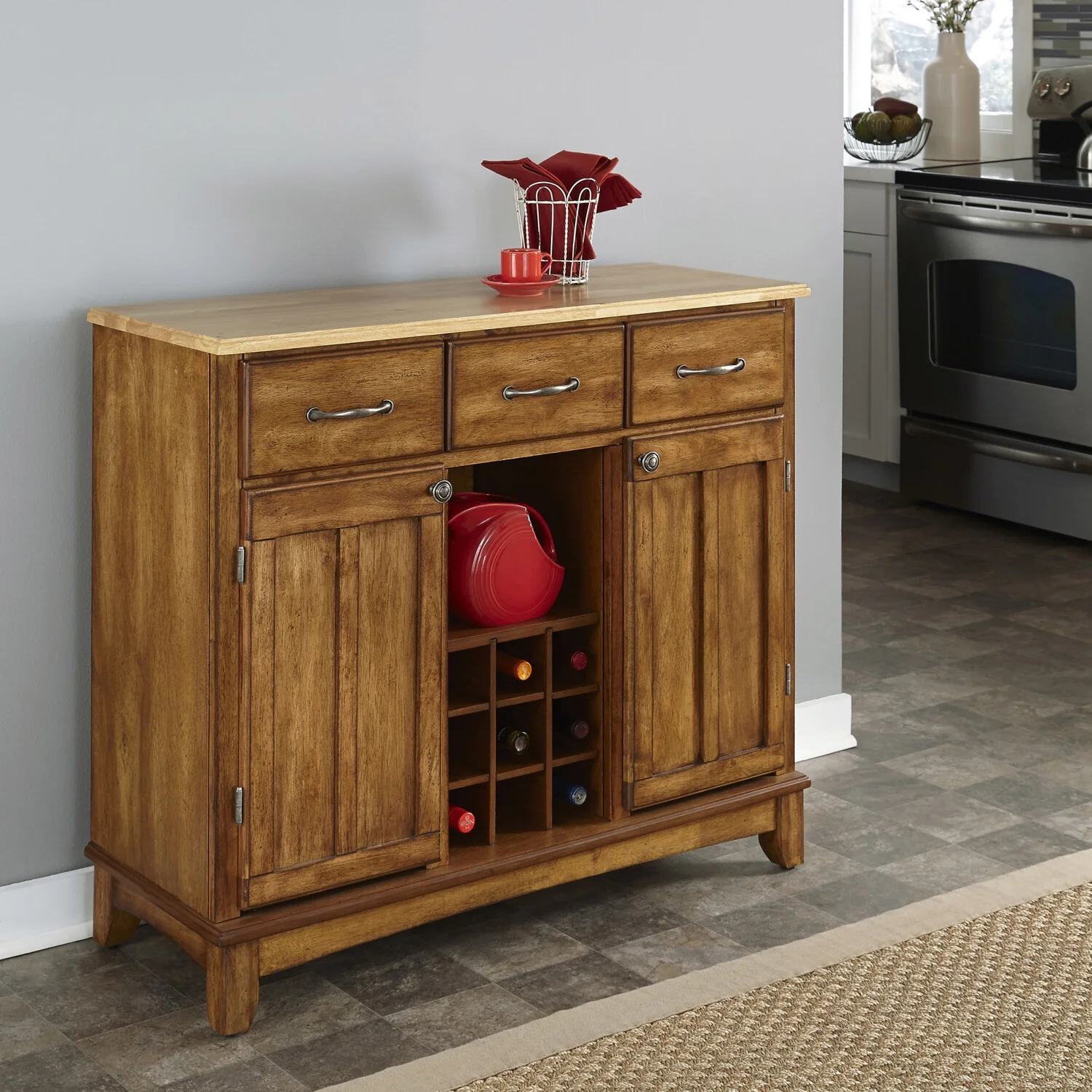 Homestyles Buffet of Buffets Wood Buffet in Brown