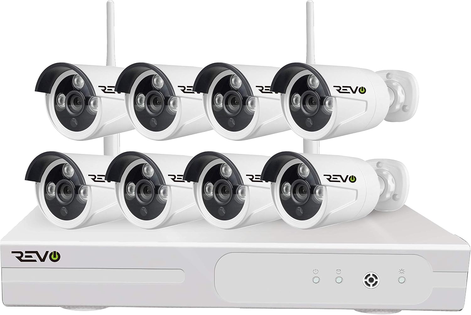 REVO America 4CH Wireless Gateway Security System with 32GB Micro SD Card & 2X 1080p Battery Operated Cameras with 2-Way Audio (RWG41CU2X-1)
