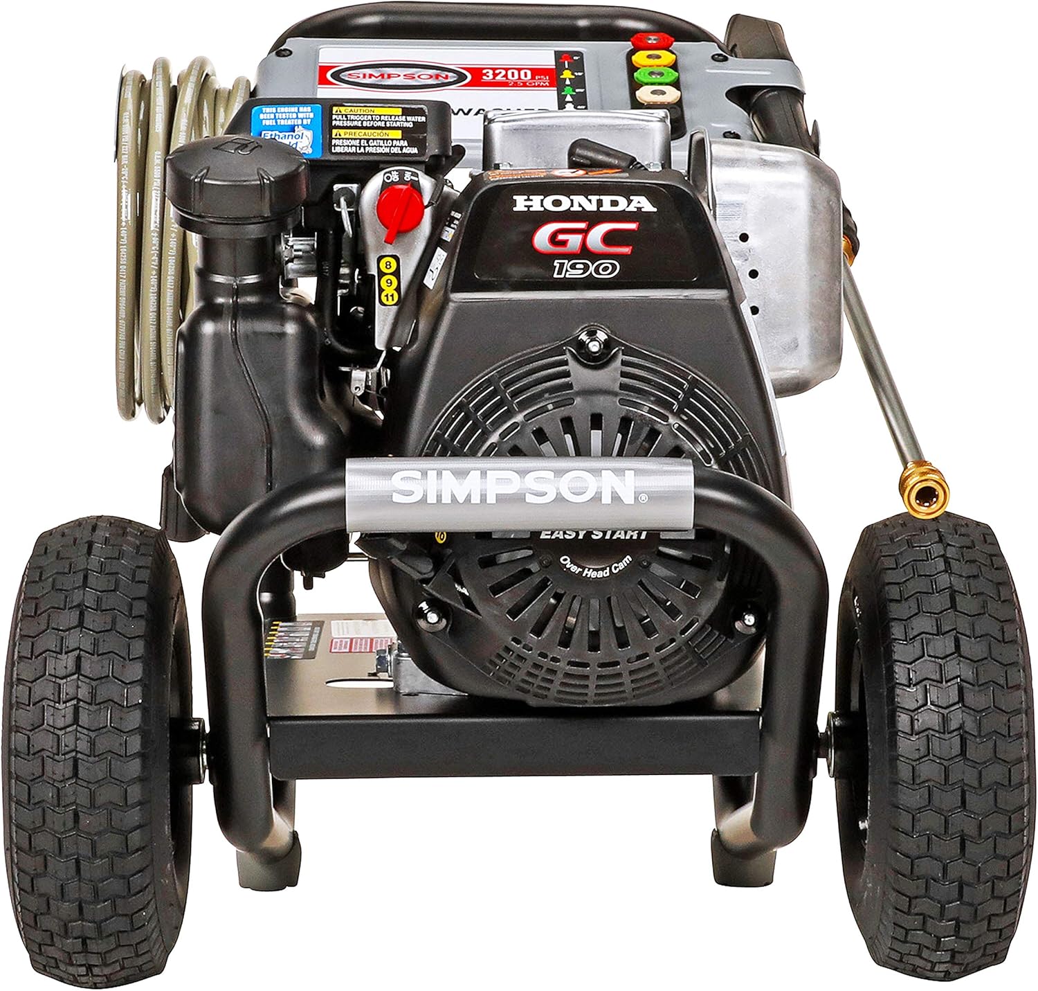 Simpson Cleaning MSH3125 MegaShot Gas Pressure Washer Powered by Honda GC190, 3200 PSI at 2.5 GPM, Black & 80165, Rated Up to 3700 PSI Universal 15" Steel Surface Scrubber, Plain
