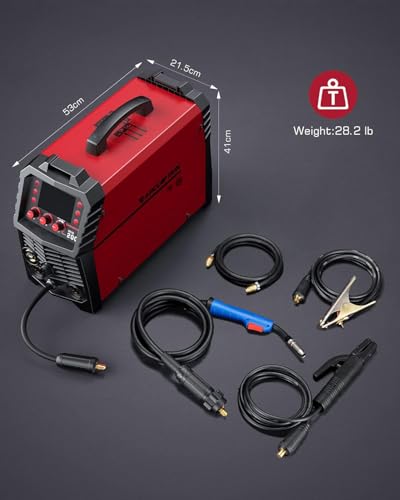 ARCCAPTAIN MIG Welder, 200Amp 6 in 1 Gas MIG/Gasless Flux Core MIG/Stick/Lift TIG/Spot welding/Spool Gun 110V/220V Aluminum Multi Process Welding Machine with LED Digital Display, Burn Back Adjustment