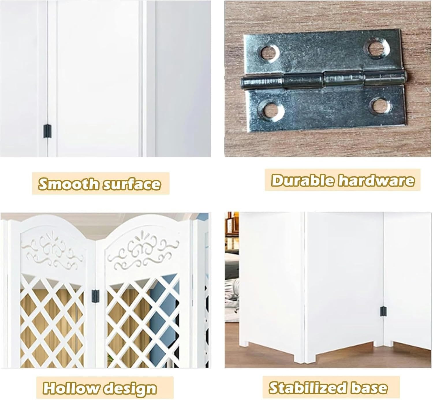 6Ft Tall Room Divider, 4 Panel Wood Room Dividers and Folding Privacy Screens for Home Office Bedroom Dorm Decor, Rustic Freestanding Partition Wall Dividers Screen