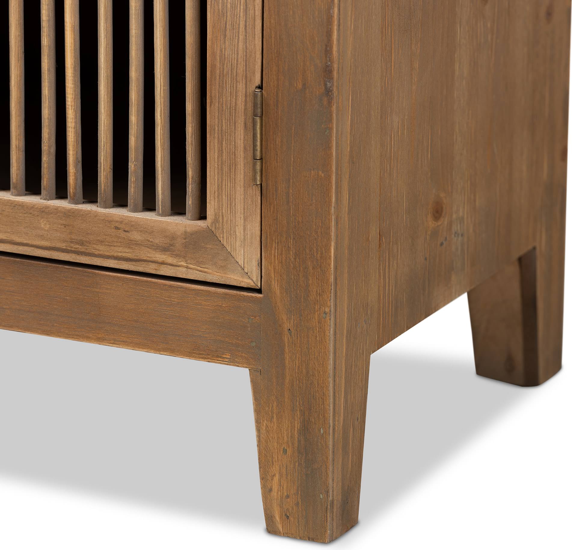 Baxton Studio Clement Rustic Transitional Medium Oak Finished 2-Door and 2-Drawer Wood Spindle Accent Storage Cabinet
