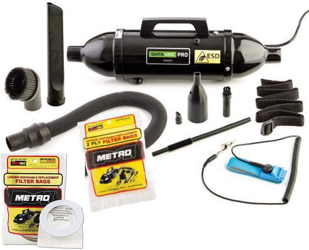 METROVAC MDV-1ESD Datavac ESD Safe Pro Series Vacuum - Protect Sensitive Electronics - Durable & Lightweight Vacuum with HEPA Filtration for Dust, Pet Dander, and Allergens
