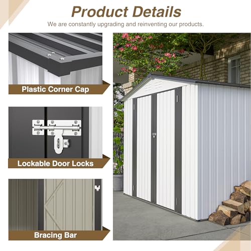 6x4 Ft Outdoor Storage Shed, Heavy-Duty All-Weather Tool Shed with Lockable Doors, Durable Resin Construction for, Patio & Backyard Organization Black