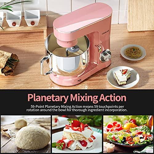 COOKLEE Stand Mixer, 9.5 qt. 660W 10-Speed Electric Kitchen Mixer with Dishwasher-Safe Dough Hooks, Flat Beaters, Shield Attachm