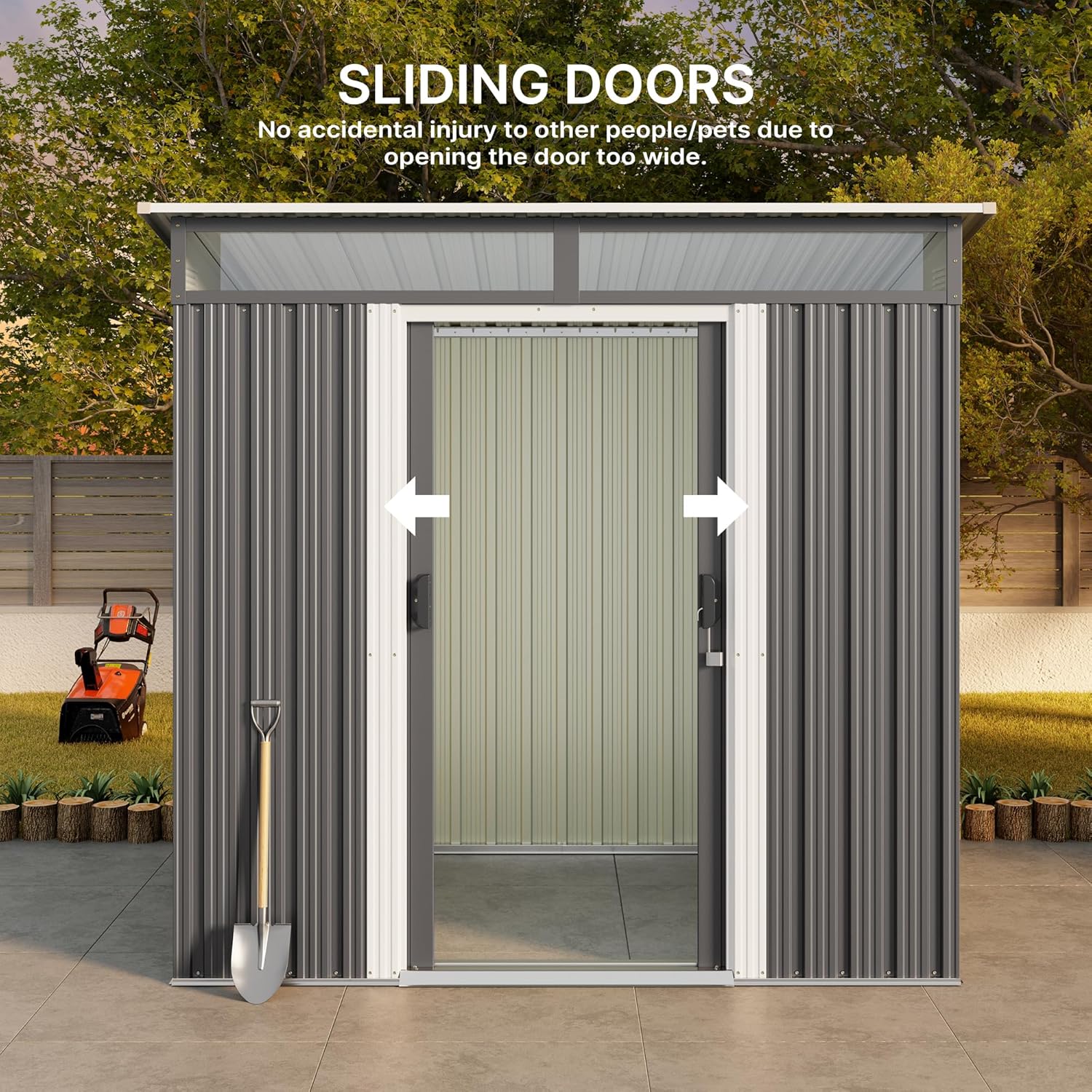 Gizoon 6' x 4' Outdoor Storage Shed with Sliding Doors, Versatile Metal with Anchors, Tool Shed with Transparent Panel Windows, Outdoor Storage Clearance for Backyard, Patio, Garden Dark Gray