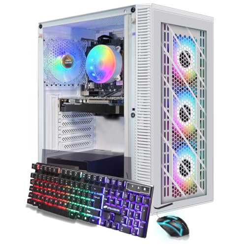 STGAubron Gaming PC Desktop Computer, Intel Core I7 up to 3.9 GHz, Radeon RX 580 8G, 16G RAM, 512G SSD, WiFi, Bluetooth 5.0, RGB Fan x6, RGB BT Sound Bar, Windows 10 Home