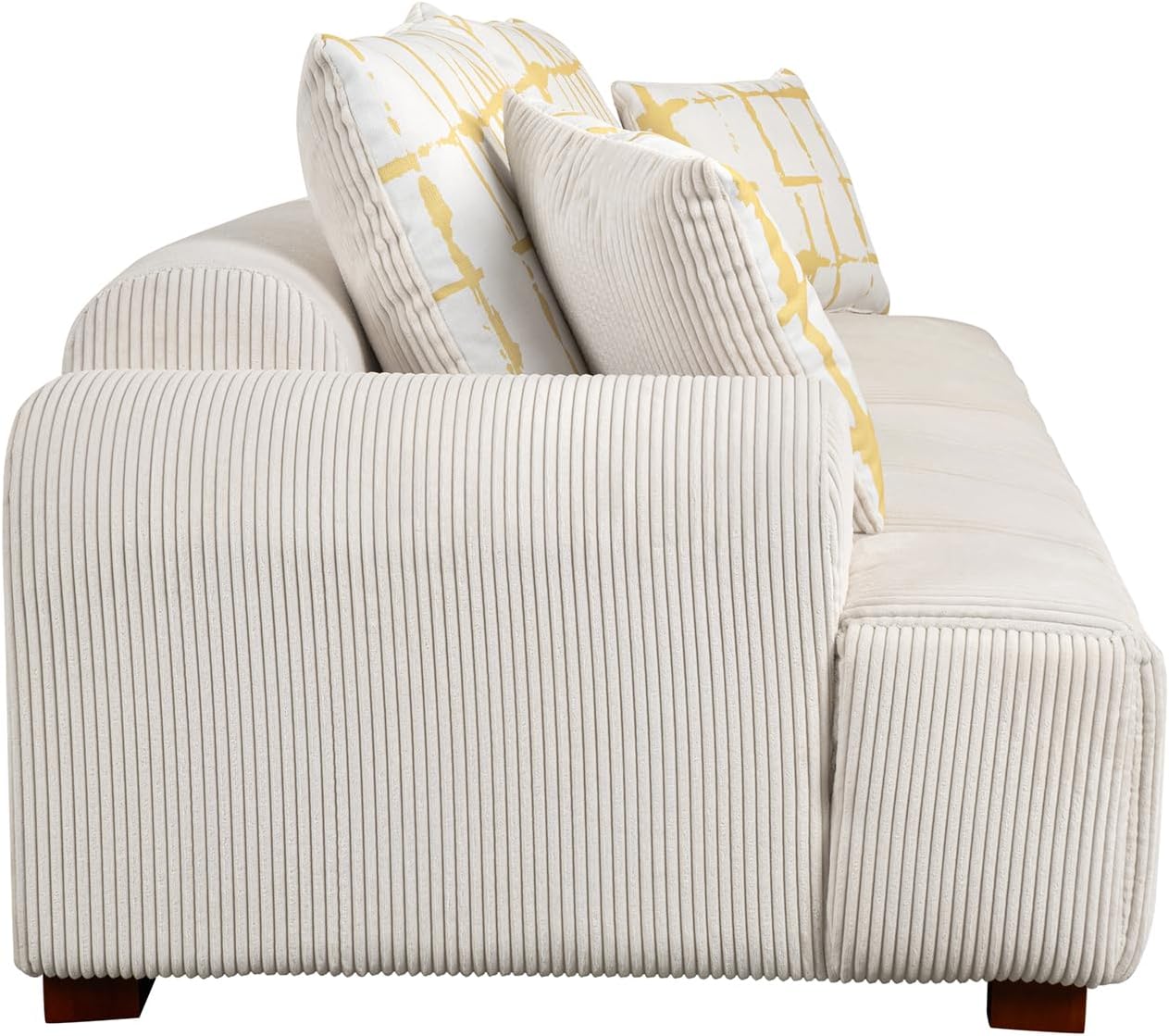 Oversized 4 Seaters Corduroy Upholstery Modular Cloud Sectional Sofa Couch,Modern Living Room Deep Seat Upholstered TV Sofa&Couch with 4PCS Pillows and Rubber Wood Legs for Home Apartment