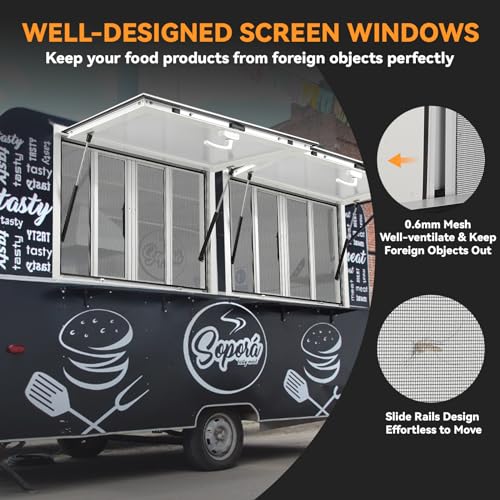 Concession Window 36"W x 36"H, Aluminum Alloy Food Truck Window, Concession Stand Window, Concession Awning Door Up to 85° Serving Window for Food Truck