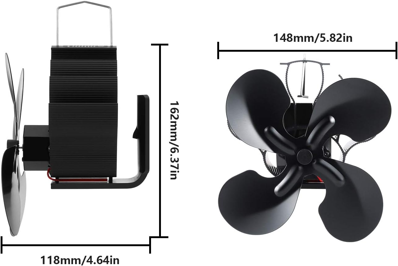 Heat Powered 4 Blades Stove Fan,Silent Flue Pipe Fireplace Fan, Eco-Friendly on Chimney for Wood Log Burner Fireplace Pack of 2