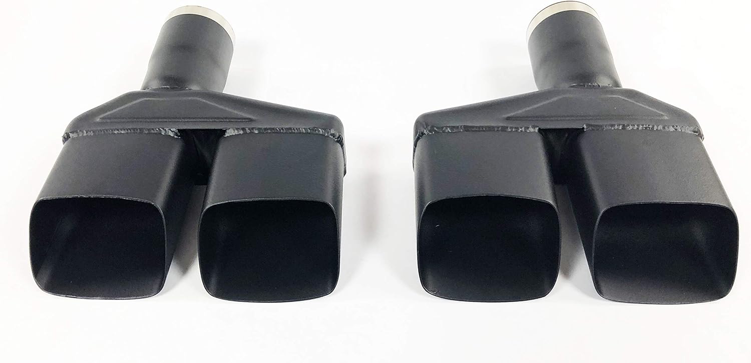 Exhaust Tips 2.25 in Inlet 8.25" X 2.00" Challenger 10.50 in Long Dual Stainless HT Black Wesdon Exhaust Tips Left/Right