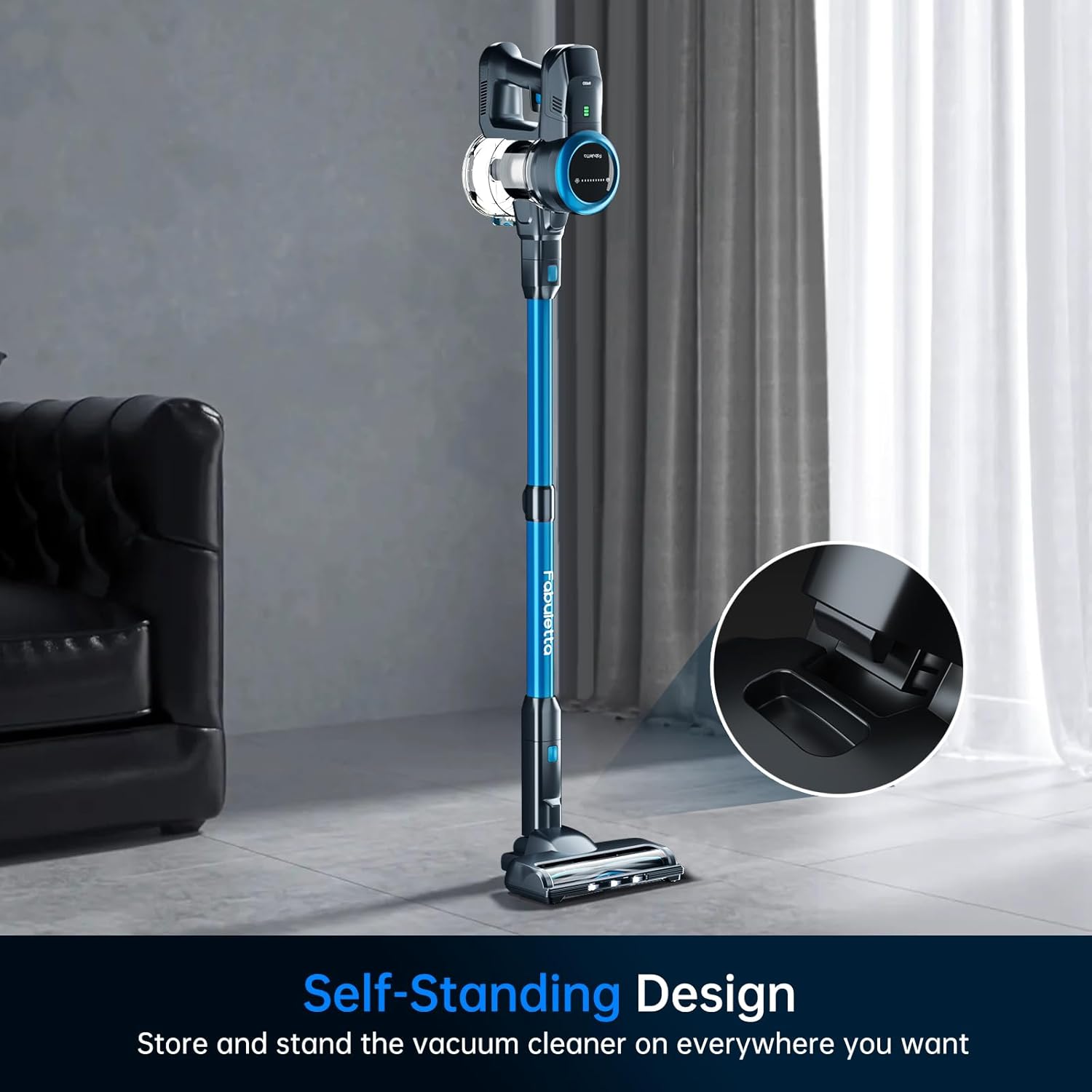 FABULETTA Cordless Stick Vacuum Cleaner with LED Display, Brushless Motor, Max 50 Mins Runtime Detachable Battery, 6 in 1 Lightweight Stick Vacuum for Home Hard Floor and Pet Hair