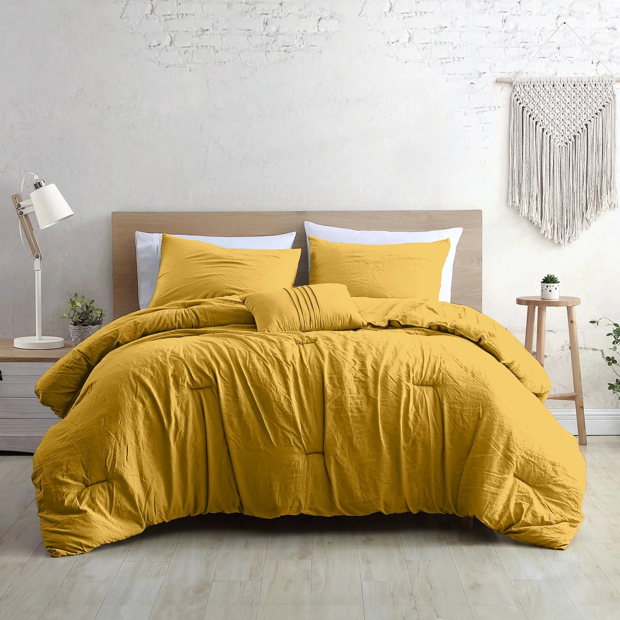 Garment Washed Beck Comforter Set Gold - 4 Piece - King