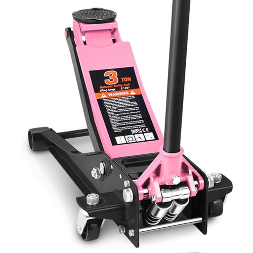 DNA MOTORING Floor Jack 3 Ton (6000 lbs) Capacity, Fast Lift Service Jack Low Profile Steel Heavy Duty Hydraulic Car Jack, Lifting Range 3"-20", Black, TOOLS-00475-BK