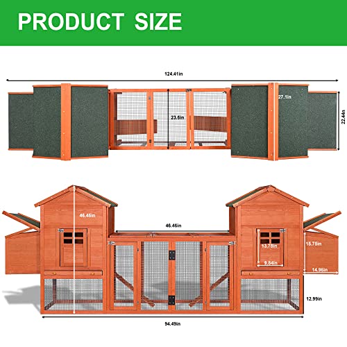Large Metal Chicken Coop Hexagonal,Walk-in Poultry Cage Hen Run House,Steel Wire Dipped Plastic Mesh, with Water-Resident and Anti-UV Cover,Duck Rabbit,Birds Outdoor House(13.1 * 8.6ft)