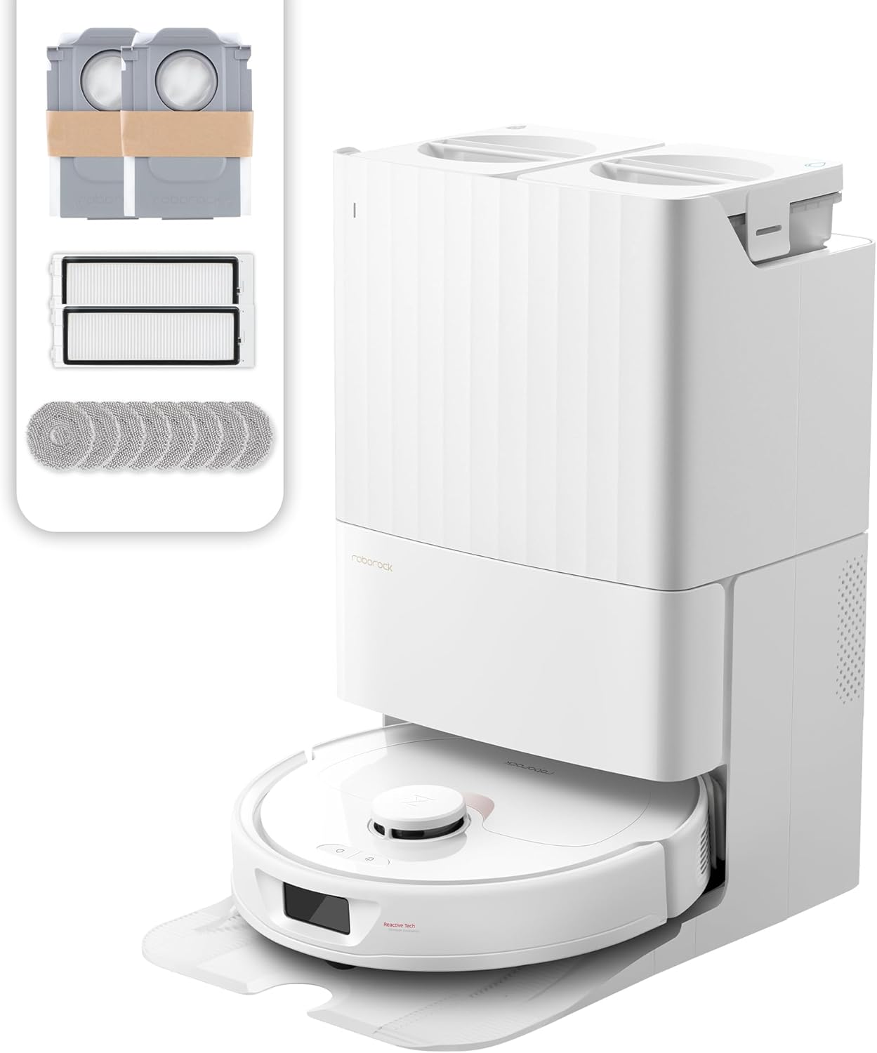 roborock QX Revo Robot Vacuum and Mop Combo, Self-Drying, Auto Mop Washing, Dual Spinning Mops, 7mm Mop Lifting, Self-Refilling, Self-Emptying, 5500Pa Suction, Obstacle Avoidance