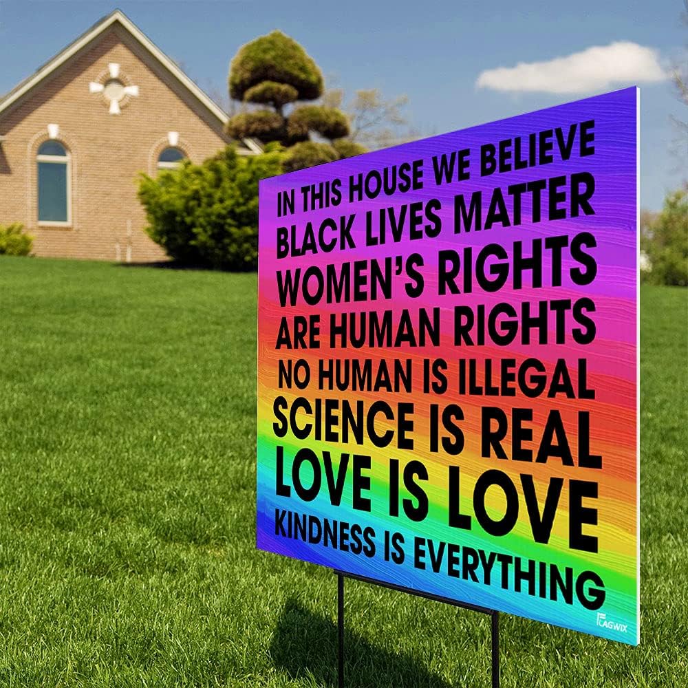Yard Sign-in This House We Believe Yard Sign DDH1756YS, 1 piece-24x18 in Plastic Decoration Yard Signs Stake H Frame Pack of 2