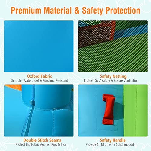 HONEY JOY Inflatable Water Slide, 19x17FT Large Water Park w/Dual Long Slides & Climbing Walls, 2 Soccer Gates & Canons, Giant Splash Pool, Blow up Water Slides Inflatables for Big Kids, 950w Blower