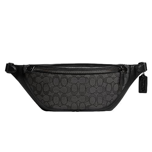 Coach League Belt Bag in Signature Jacquard, Charcoal/Black