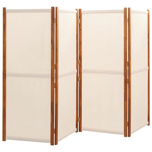 4-Panel Room Divider Cream White 110.2"x70.9",Acacia Wood Room Divider, Foldable Privacy Screen for Indoor and Outdoor Spaces Home & Kitchen Furniture, Bedroom Room Dividers