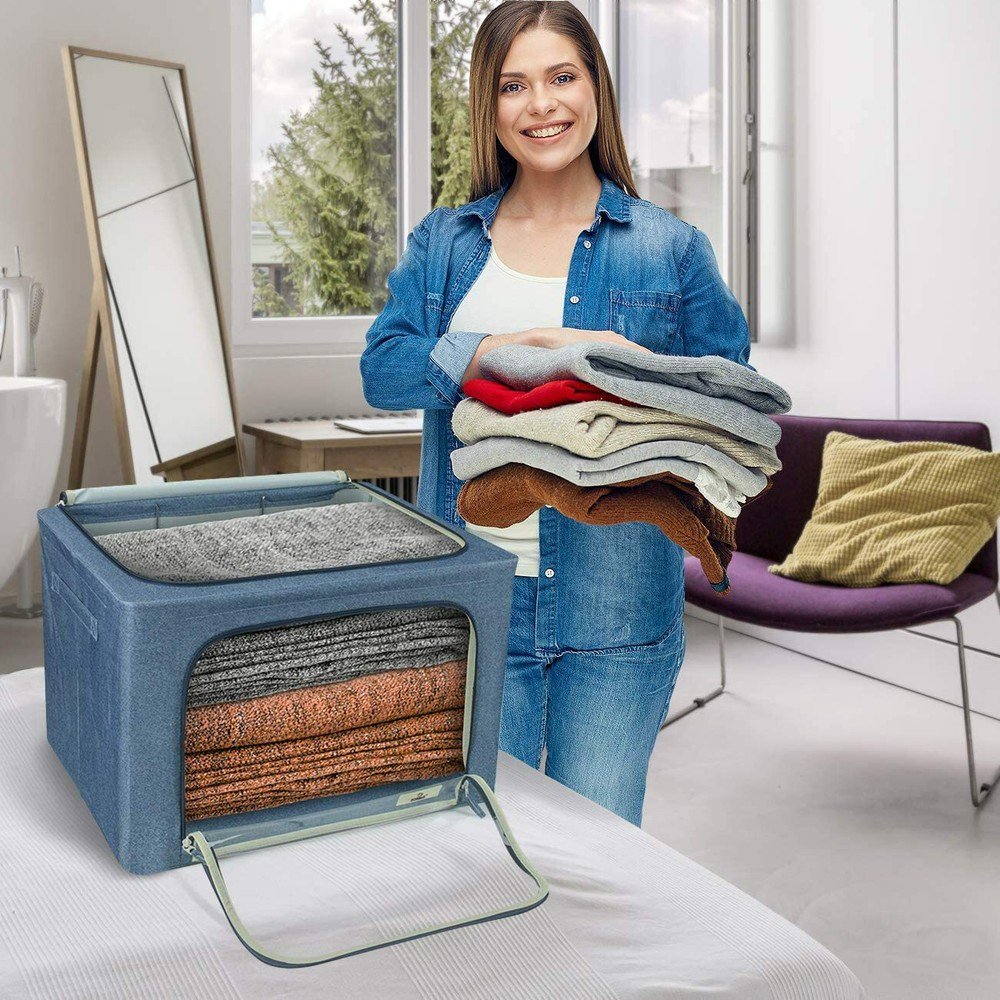 Stackable Clothes &amp; Blanket Storage Bags - Underbed &amp; Closet Organizer (2-Pack) for Bedroom, Living Room, Office