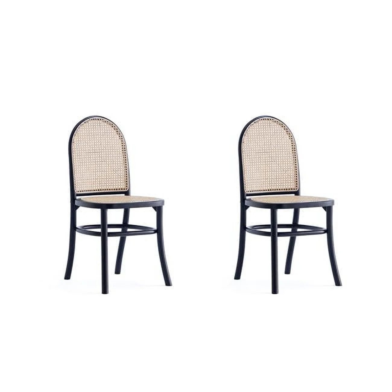 35.43 x 18.9 x 17.52 in. Paragon 2.0 Dining Chair, Black & Cane - Set of 2