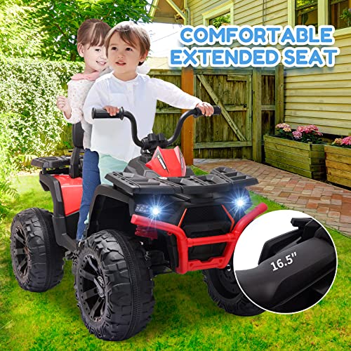 24V 2 Seater Ride on Toys, Kids Quad ATV w/400W Motors, Battery Powered Electric Vehicle w/Spacious Seater, LED Light Bluetooth, MP3, Spring Suspension, 4 Wheeler for Boy Girl, Orange