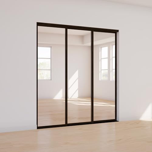 TSDC Large 90"x80" Triple Pane/Door Multi Sliding Glass Wall Interior Room Divider with Aluminum Framed Clear See-Through Tempered Glass for Residential & Commercial Spaces (White, 90" W x 80" H)