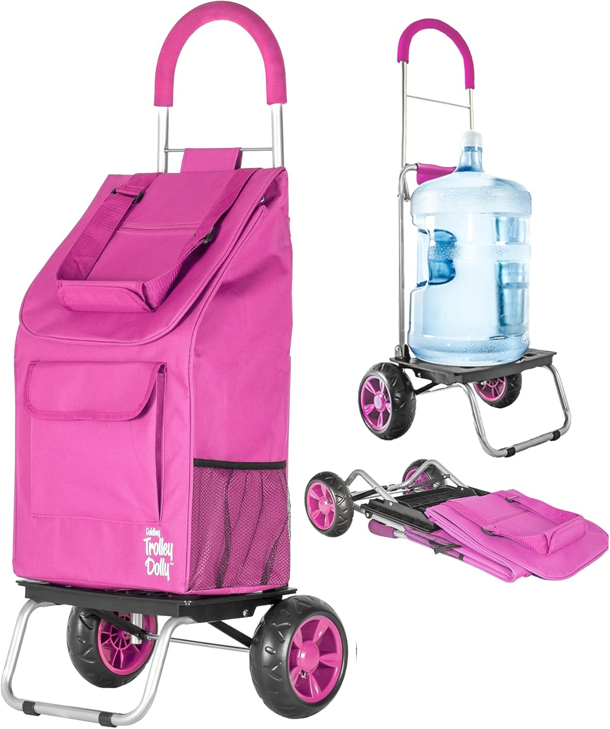 dbest products Trolley Dolly Purple Foldable Shopping cart for Groceries with Wheels and Removable Bag and Rolling Personal Handtruck Standard