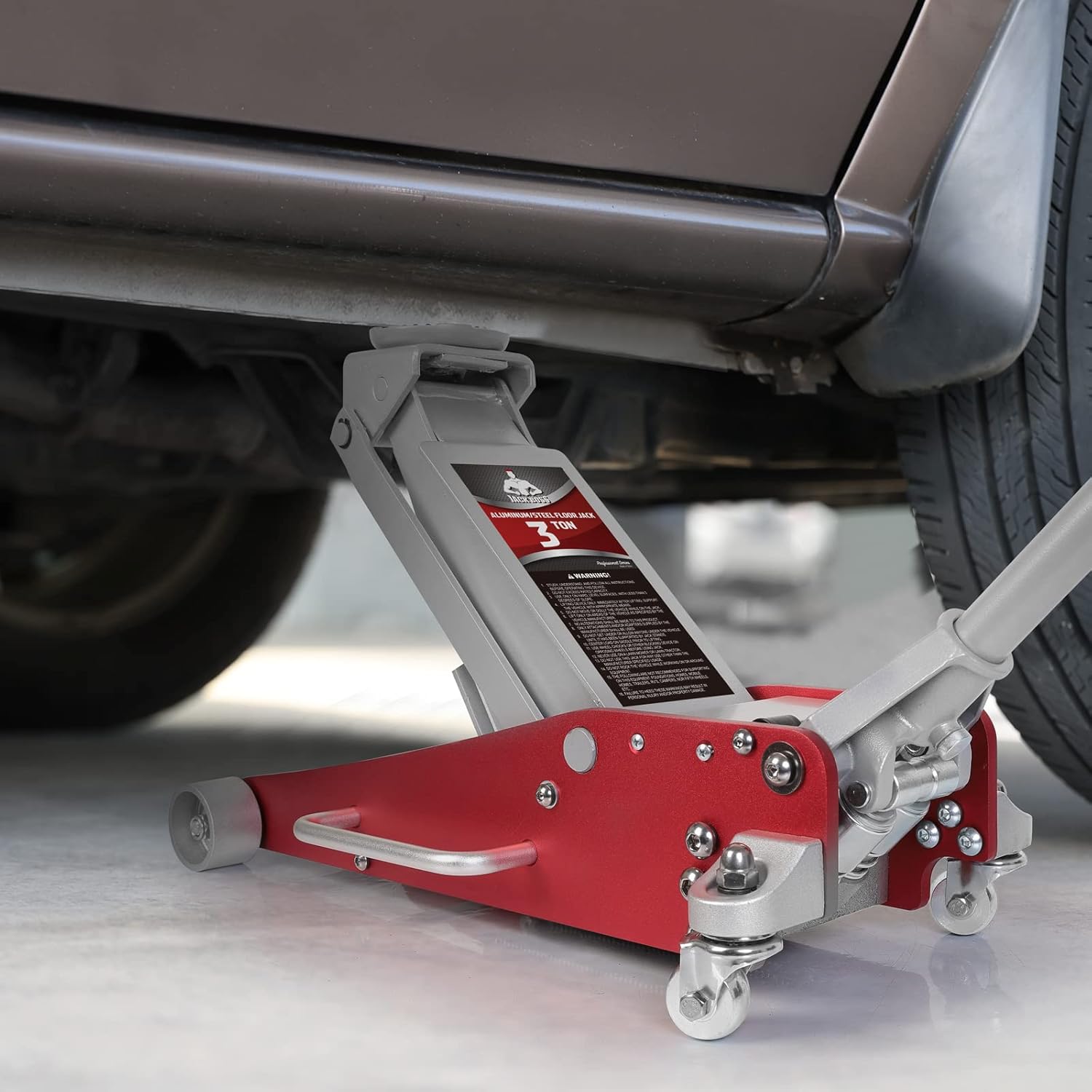 Jack Boss 3 ton Hydraulic Aluminum and Steel car Floor Jack,6600 lbs Capacity,Low Profile Lightweight Construction Trolley Jack with Dual Piston, Quick Lift