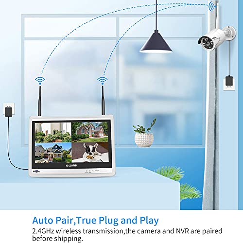 [Wireless Pro, 100ft Range] Hiseeu Wireless Security Camera System, Expandable 16CH 4K NVR, 4Pcs 3MP Night Vision WiFi Cameras Home Surveillance Outdoor, Motion Detection, 1TB HDD, One-Way Audio