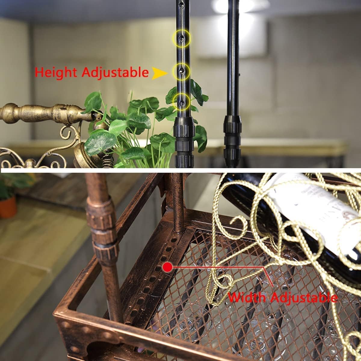 Hanging Wine Glass Rack, Industrial Vintage Metal Bar Wine Glass Hanging Rack,Coppery Wall-Mounted Wine Glass Rack Perfect for Bar Cafe Kitchen,Bronze,60x35cm The New Fashionable