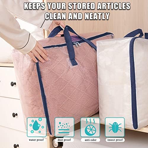 Clear Storage Bags with Zipper, 75L Extra Large Capacity - Closet, Underbed Storage Organizer for Clothes, Bedding, Comforter, Toys, Pillow &amp; Blanket (2)