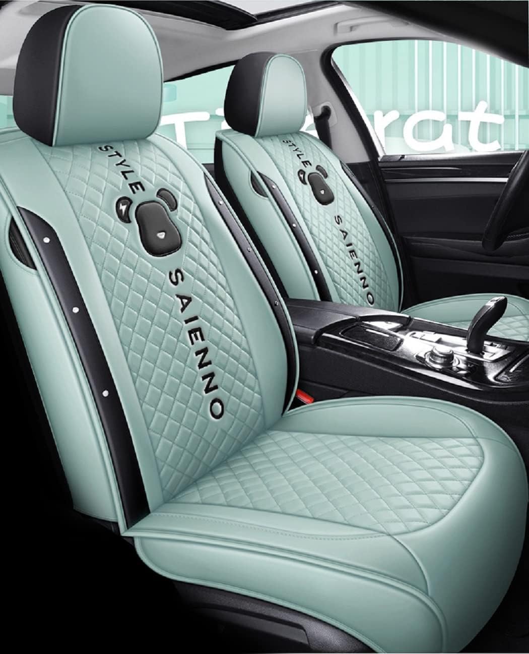 SA02 Leather Seat Covers 5-Seater Full Set, Universal Type, Suitable for Most Cars,Cars,SUV, Pickup Ttrucks, Airbags CompatibleCar Seat Cushion Protectors (Martha Red)